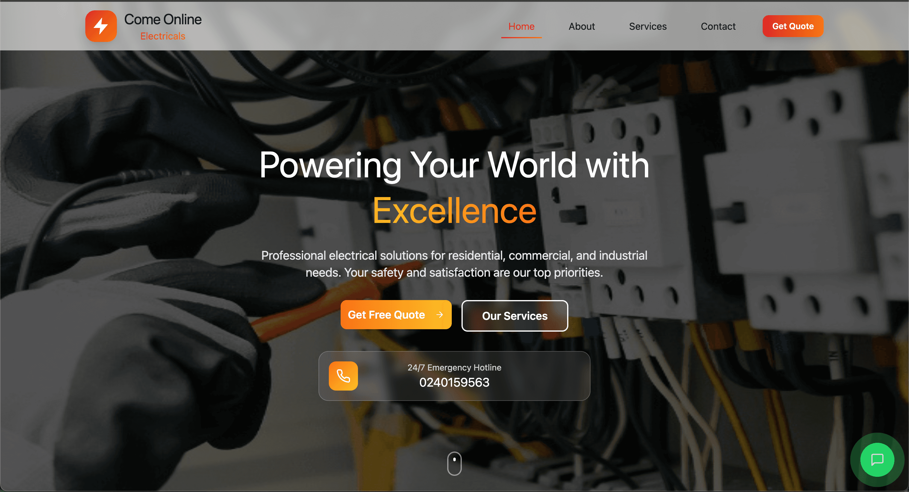 Comeonline Electricals storefront homepage